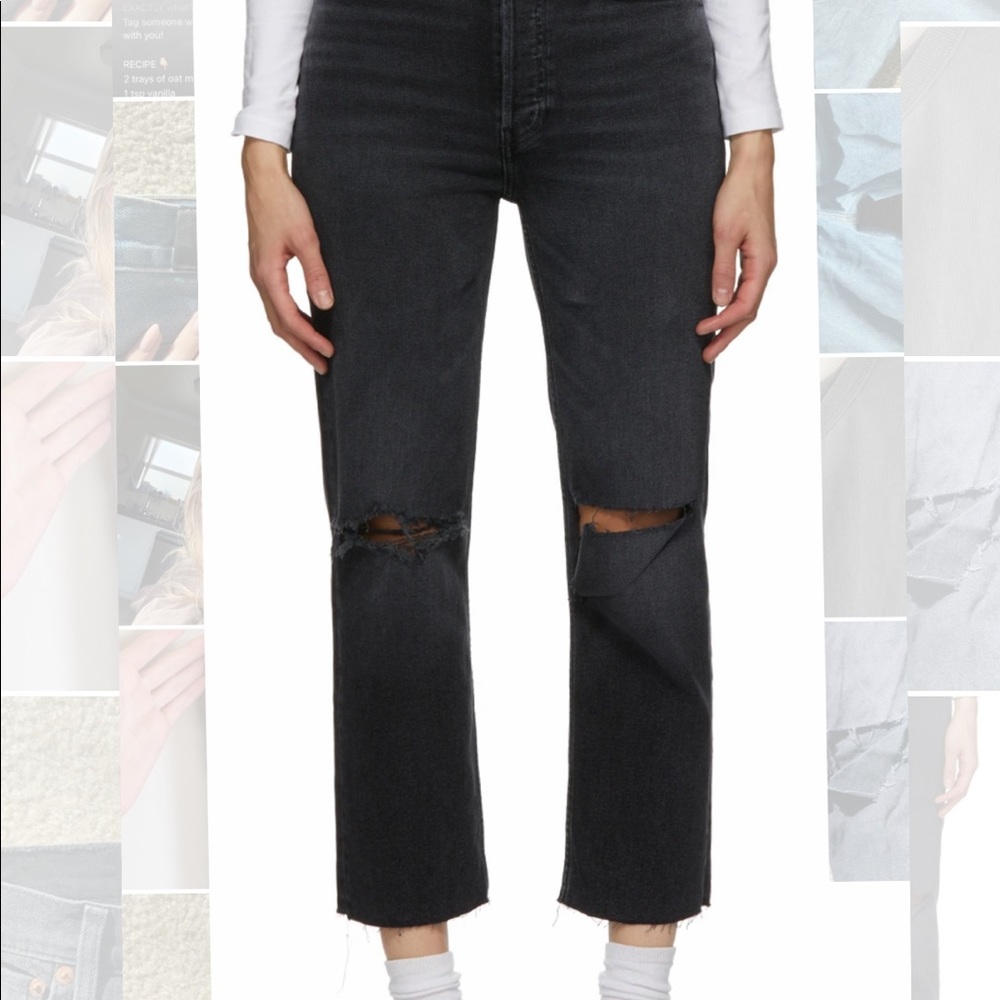 Re/Done Black Faded 70s Stove Pipe Jeans, size 24